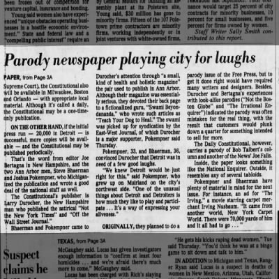 Parody newspaper playing city for laughs